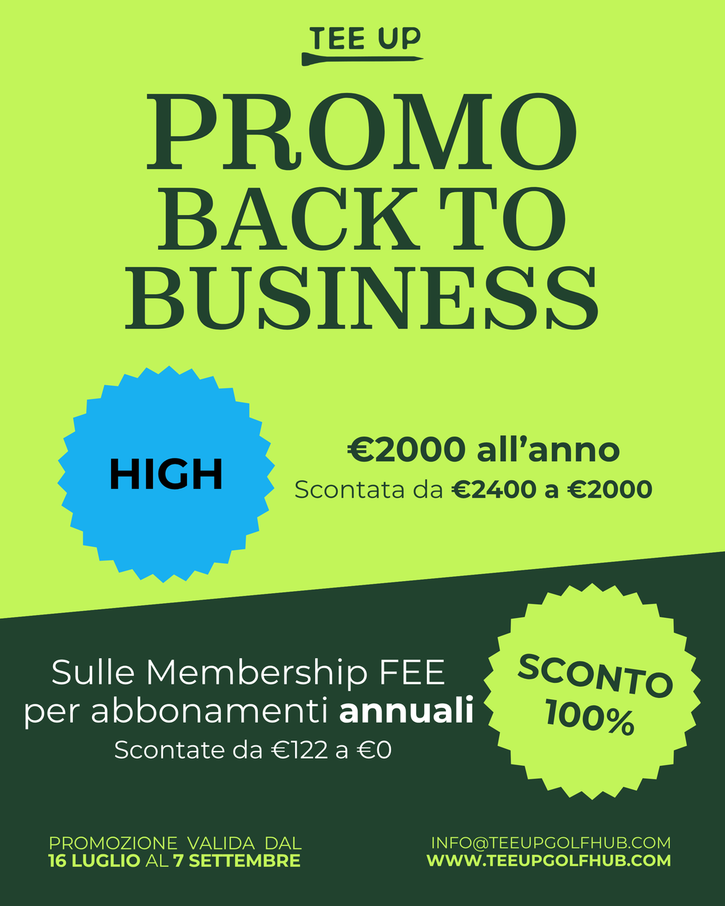 Promo Back To Business - Membership Annuale High